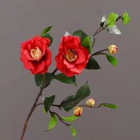 06 Camellia Artificial Silk Flowers 58cm Stem Red CAMELLIA002,dried artificial flower