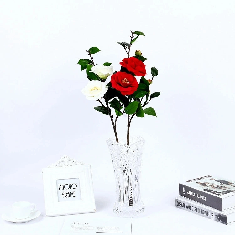 06 Camellia Artificial Silk Flowers 58cm Stem Red CAMELLIA002
