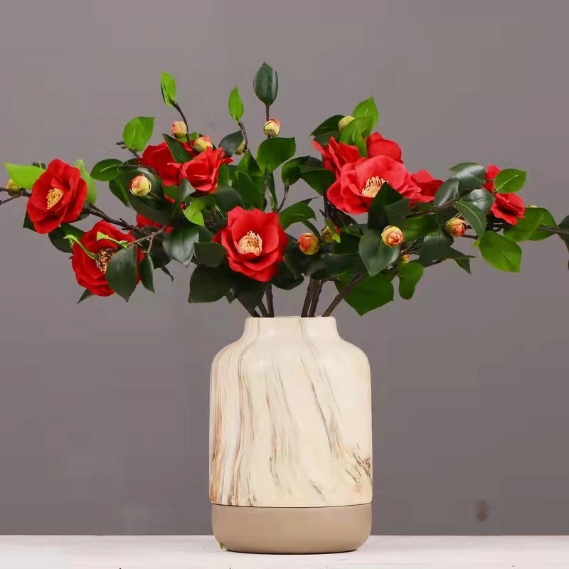 06 Camellia Artificial Silk Flowers 58cm Stem Red CAMELLIA002