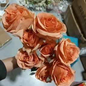 10 head Light Orange Rose realistic flower bouquet  