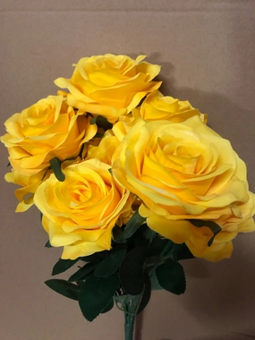 10 head Rose yellow artificial flower bouquet  