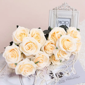 10 head Rose yellow Champagne artificial flower bouquet  