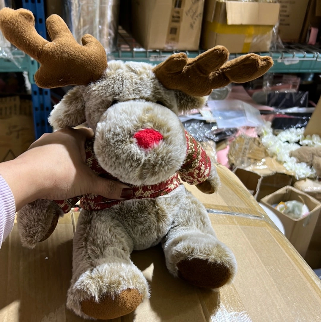 10 light brown Christmas sweater Moose plush toy stuffed animal FY23060