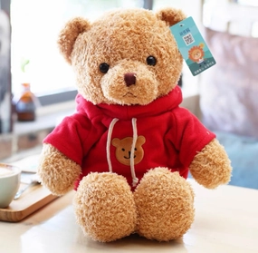 12.5?? Brown Bear with red sweater artificial flower bouquet  