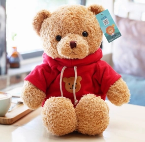 12.5 Brown Bear with red sweater artificial flower bouquet  