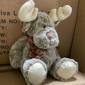 12 Christmas Moose plush toy stuffed animal FY23014( light brown) realistic flower bouquet  