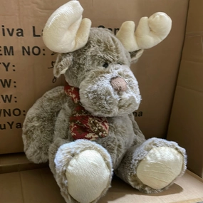 12 Christmas Moose plush toy stuffed animal FY23014( light brown) realistic flower bouquet  