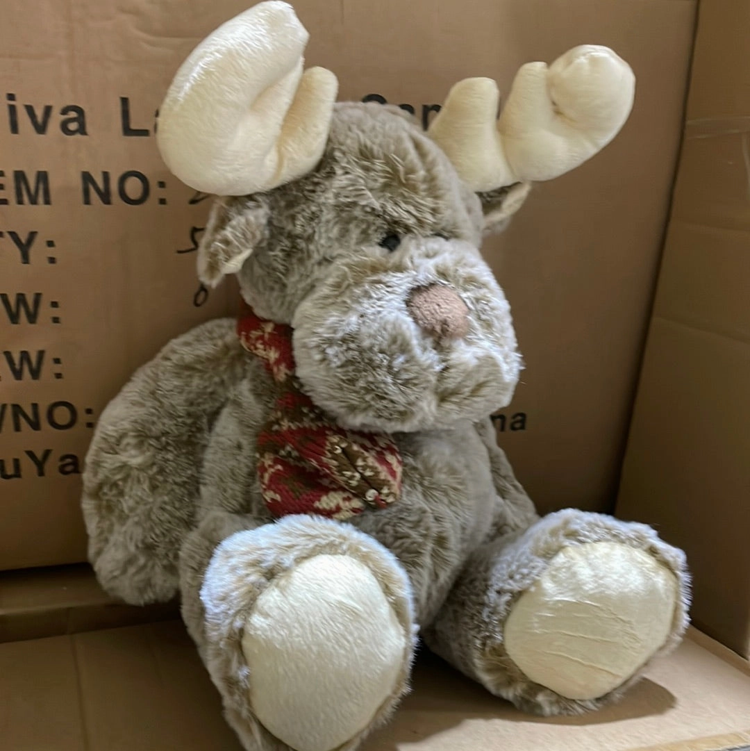12 Christmas Moose plush toy stuffed animal FY23014( light brown) realistic flower bouquet  