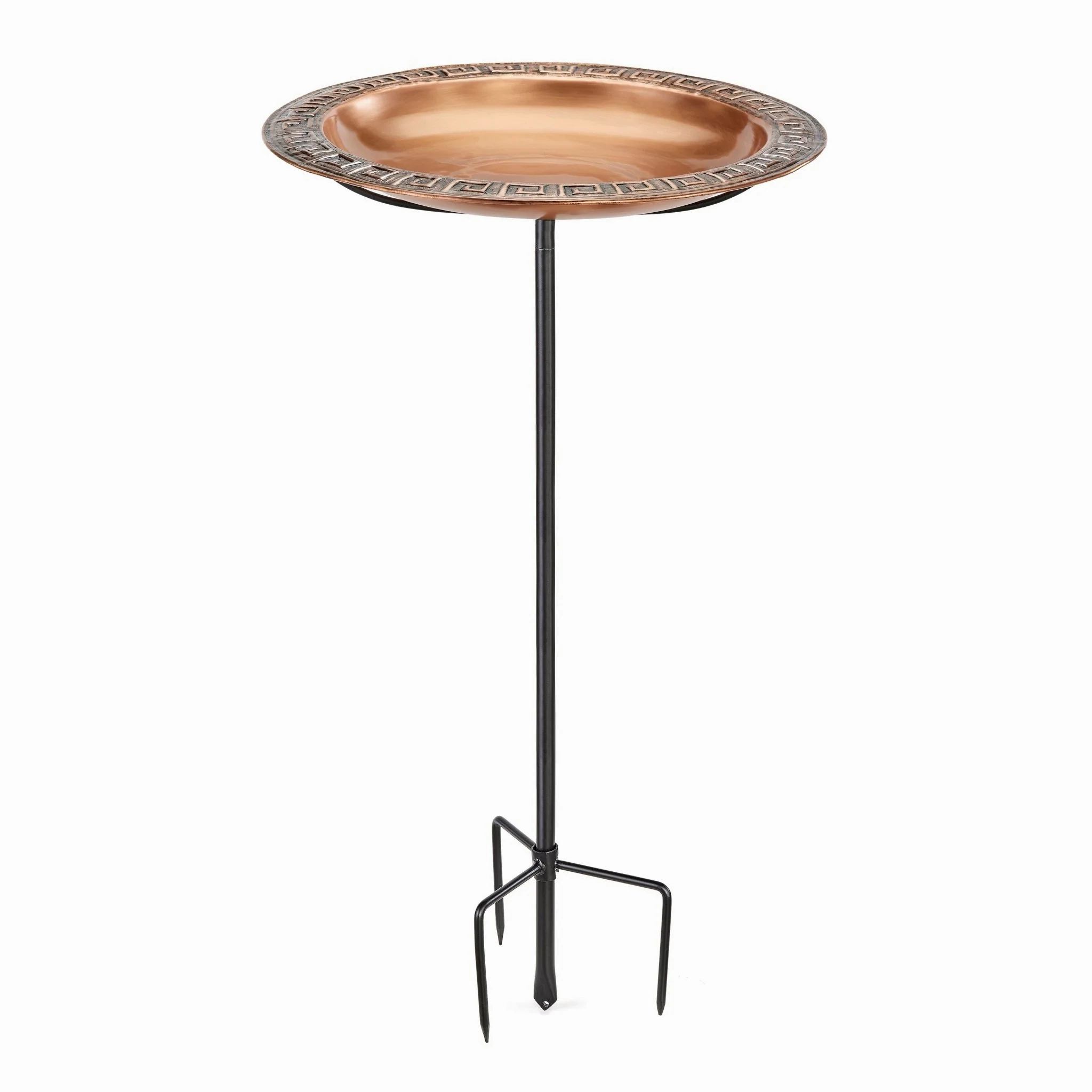 18" Greek-Inspired Copper Birdbath with Garden Pole,planting accessories kit