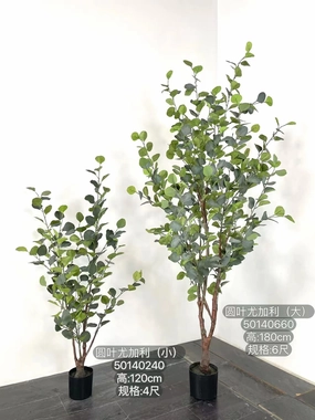1.5 meter/5?? Tall Faux Silver dollar Ficus Eucalyptus Tree in a pot artificial flower bouquet  