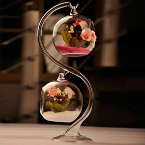 1 pc Transparent Glass Round,hand-painted ceramic vase