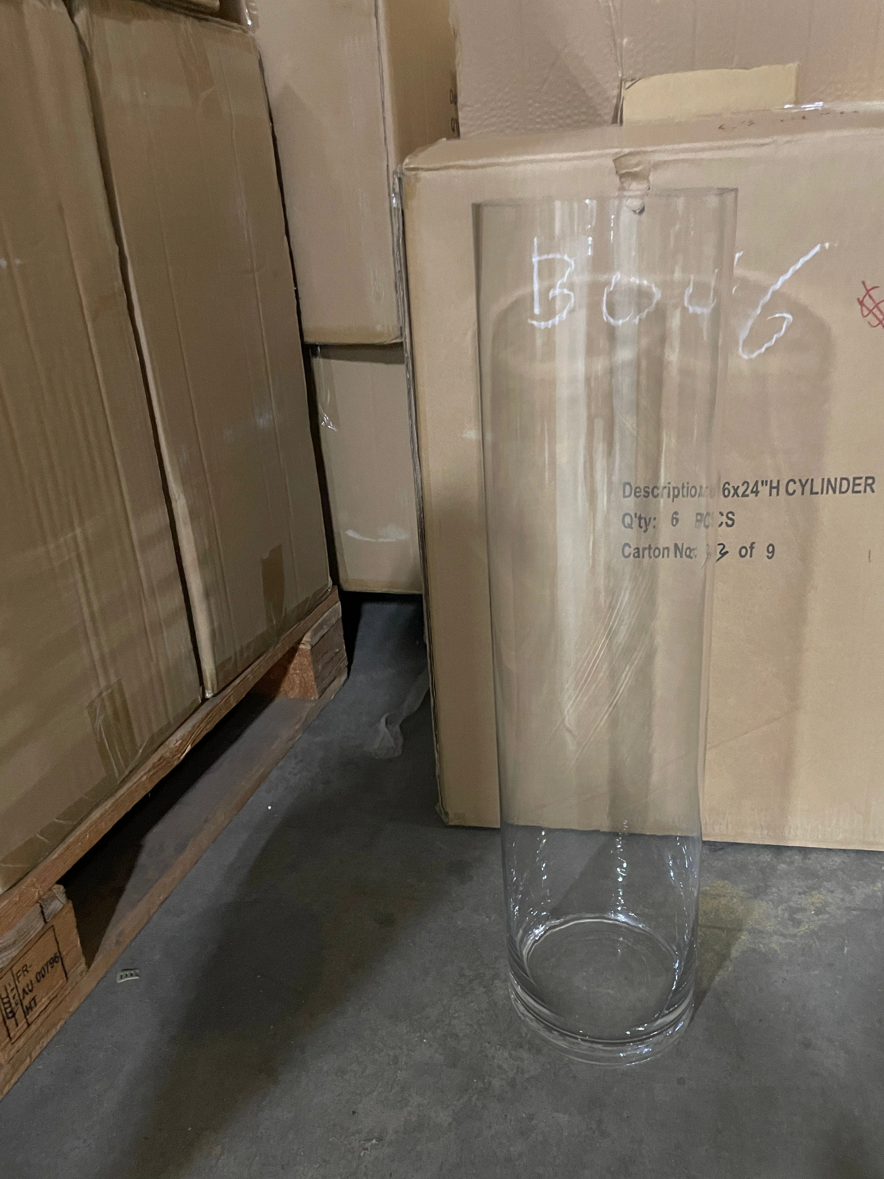 24"x6d Cylinder Vase  DIY Wedding Supply