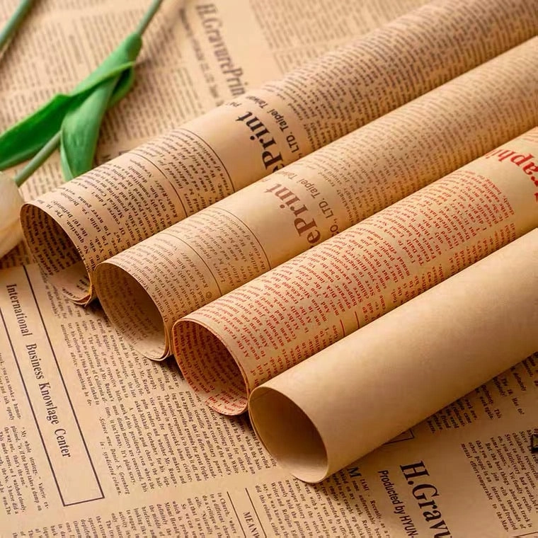 27??x20?? Fresh Flower Wrapping Paper brown paper newspaper