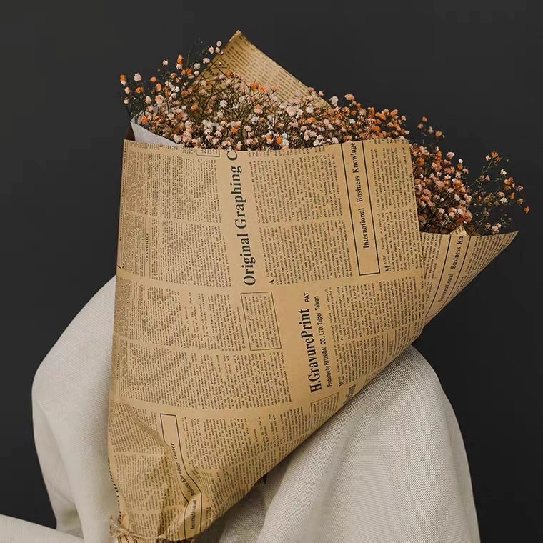 27??x20?? Fresh Flower Wrapping Paper brown paper newspaper artificial flower bouquet  