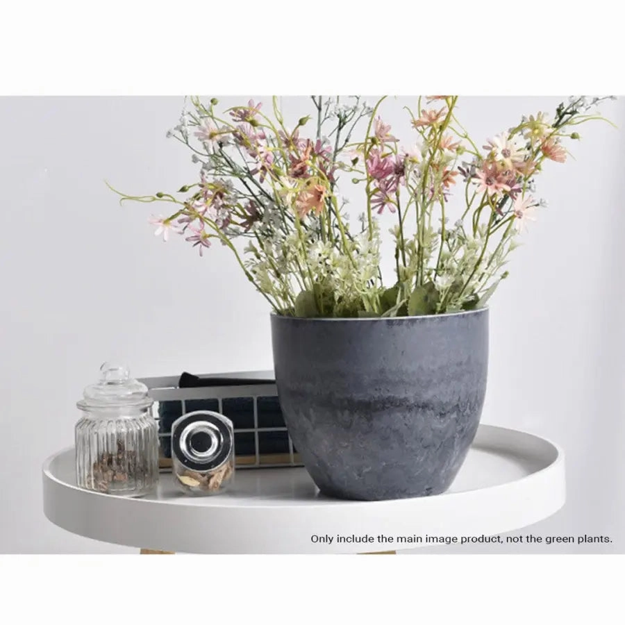 27cm Weathered Grey Round Resin Planter