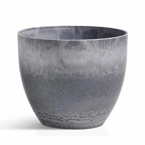 27cm Weathered Grey Round Resin Planter,outdoor garden pot