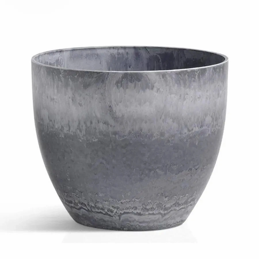27cm Weathered Grey Round Resin Planter,outdoor garden pot