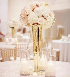 28"MERCURY Gold TRUMPET VASE,aesthetic flower vase