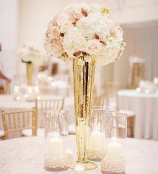 28"MERCURY Gold TRUMPET VASE,aesthetic flower vase