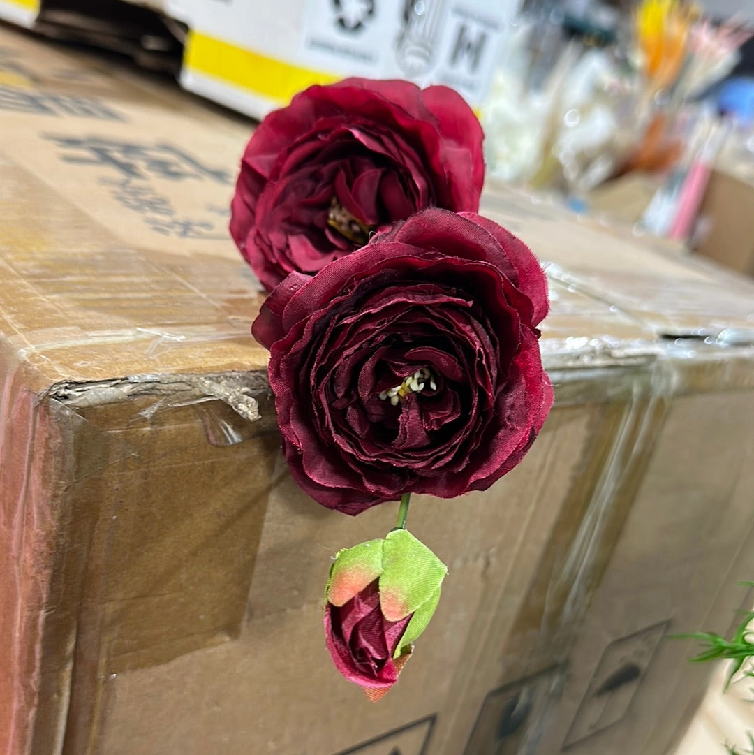 2 1 head burgundy Puffy Rose Spray artificial flower artificial flower bouquet  