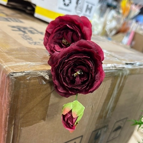 2 1 head burgundy Puffy Rose Spray artificial flower artificial flower bouquet  