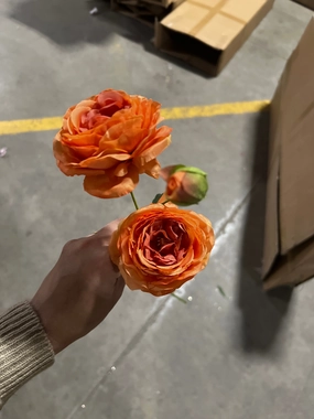 2 1 head Orange Puffy Rose Spray artificial flower realistic flower bouquet  