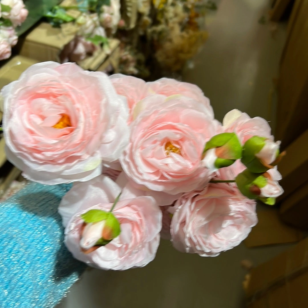 2 1 head Pink Puffy Rose Spray artificial flower