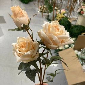 2 head Blush peach Pointy Rose Spray artificial flower bouquet  