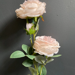 2 head Blush Puffy Rose Spray artificial flower bouquet  