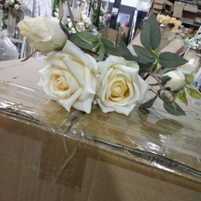 2 head Champagne Pointy Rose Spray artificial flower bouquet  