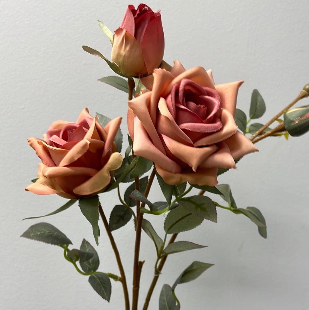 2 head vintage Hot pink Pointy Rose Spray