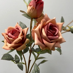2 head vintage Hot pink Pointy Rose Spray realistic flower bouquet  
