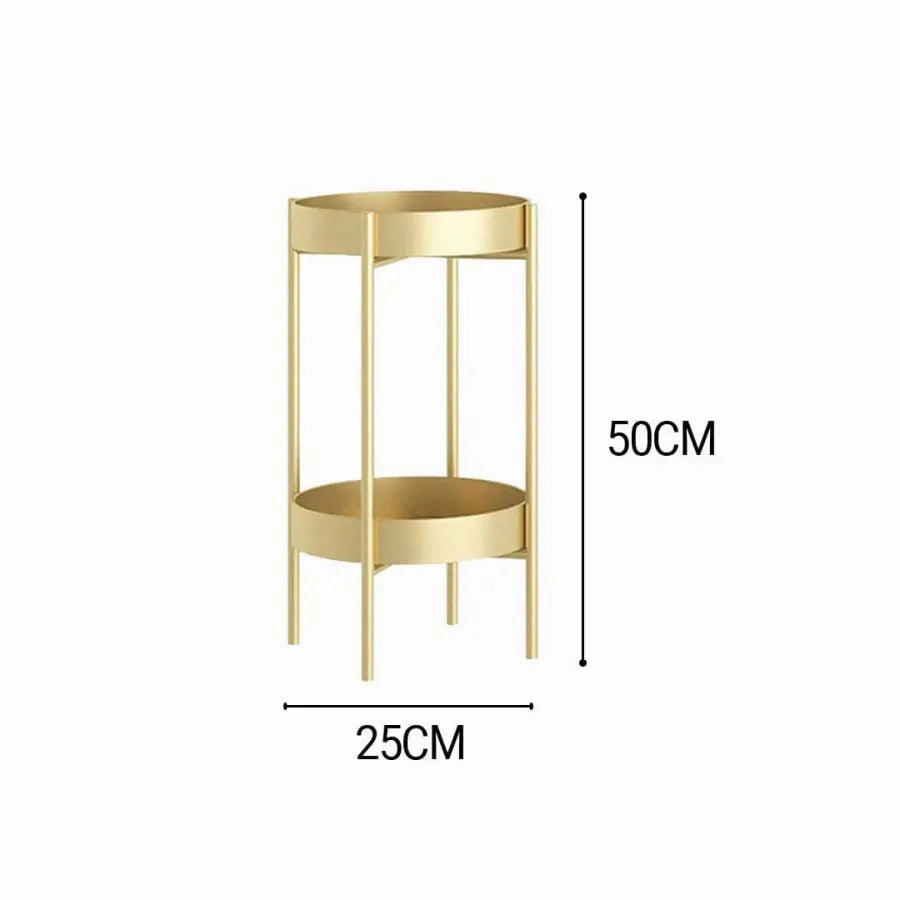 2 Layer 50cm Gold Metal Plant Stand