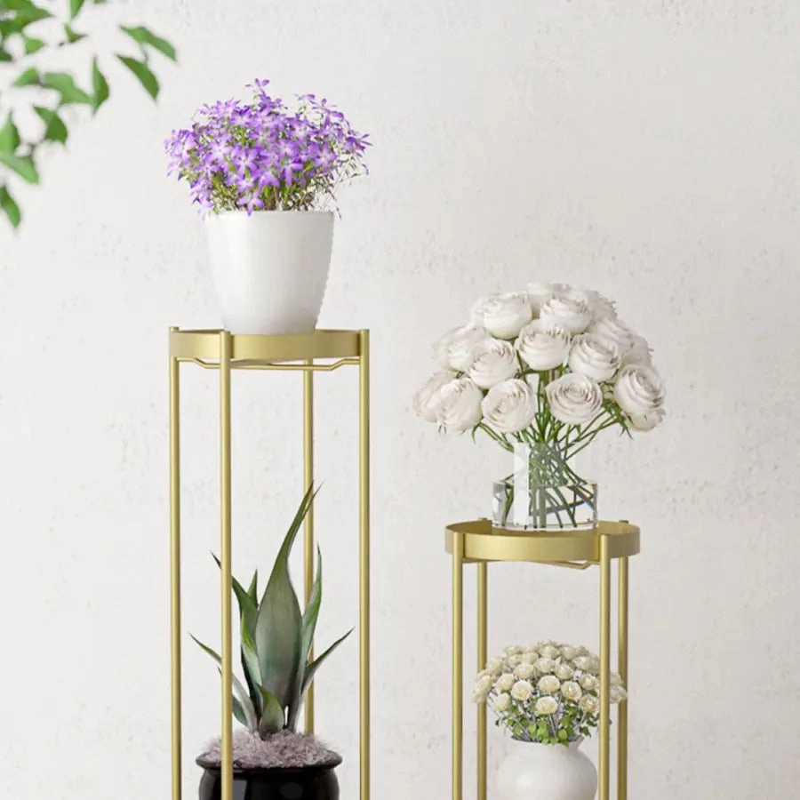 2 Layer 50cm Gold Metal Plant Stand