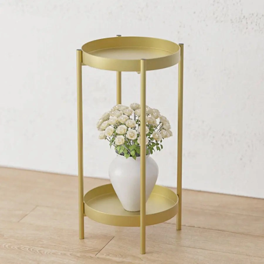 2 Layer 50cm Gold Metal Plant Stand