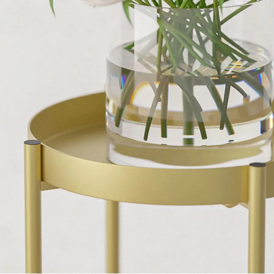 2 Layer 80cm Gold Metal Plant Stand