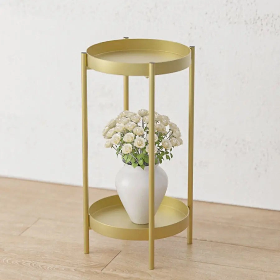 2 Layer 80cm Gold Metal Plant Stand