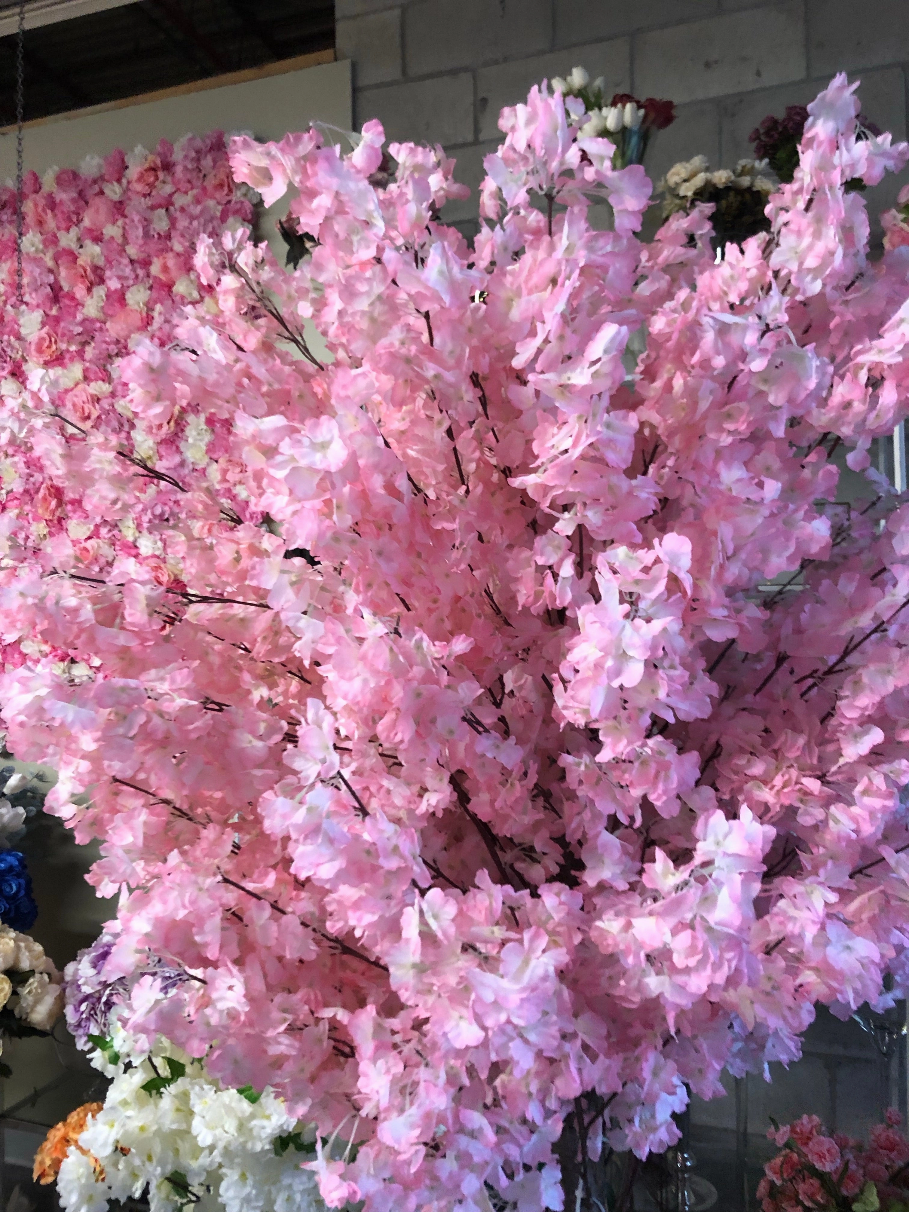 2 meter Tall Faux Cherry Blossom Tree (wide) with artificial flower pink