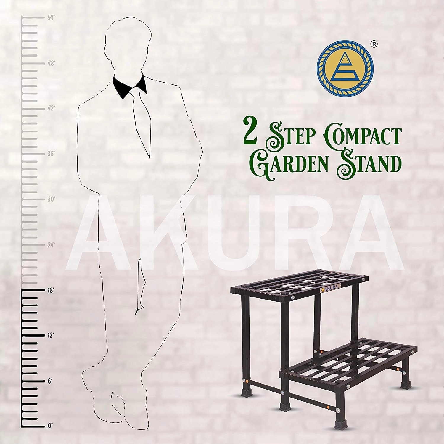 2-Step Metal Planter Stand (Size: W-60 cm x D-52.5 cm x H-47.5 cm)