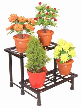 2-Step Metal Planter Stand (Size: W-60 cm x D-52.5 cm x H-47.5 cm),plant shelf accessories