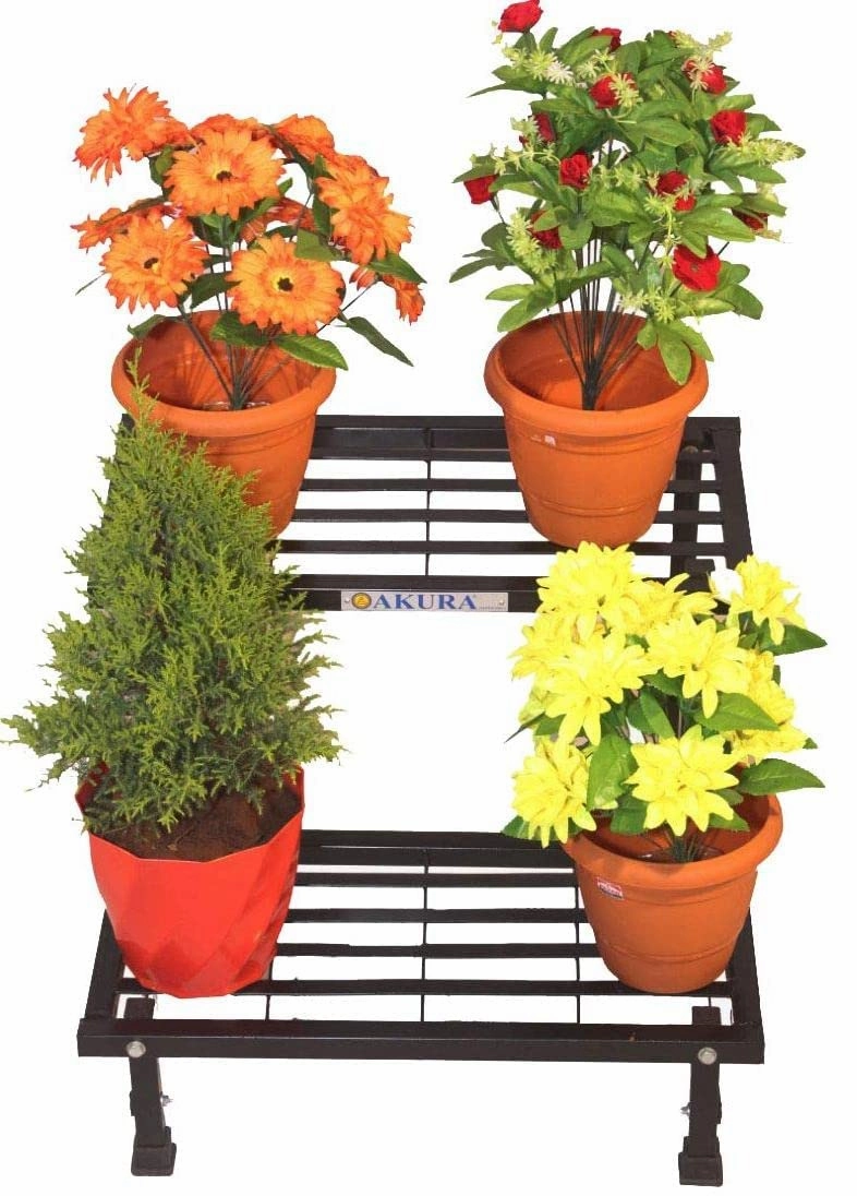 2-Step Metal Planter Stand (Size: W-60 cm x D-52.5 cm x H-47.5 cm)