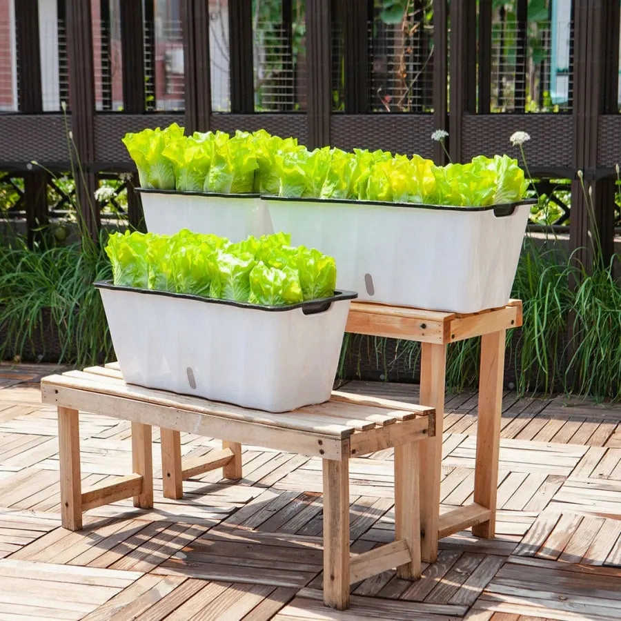 35cm White Rectangular Outdoor Planter