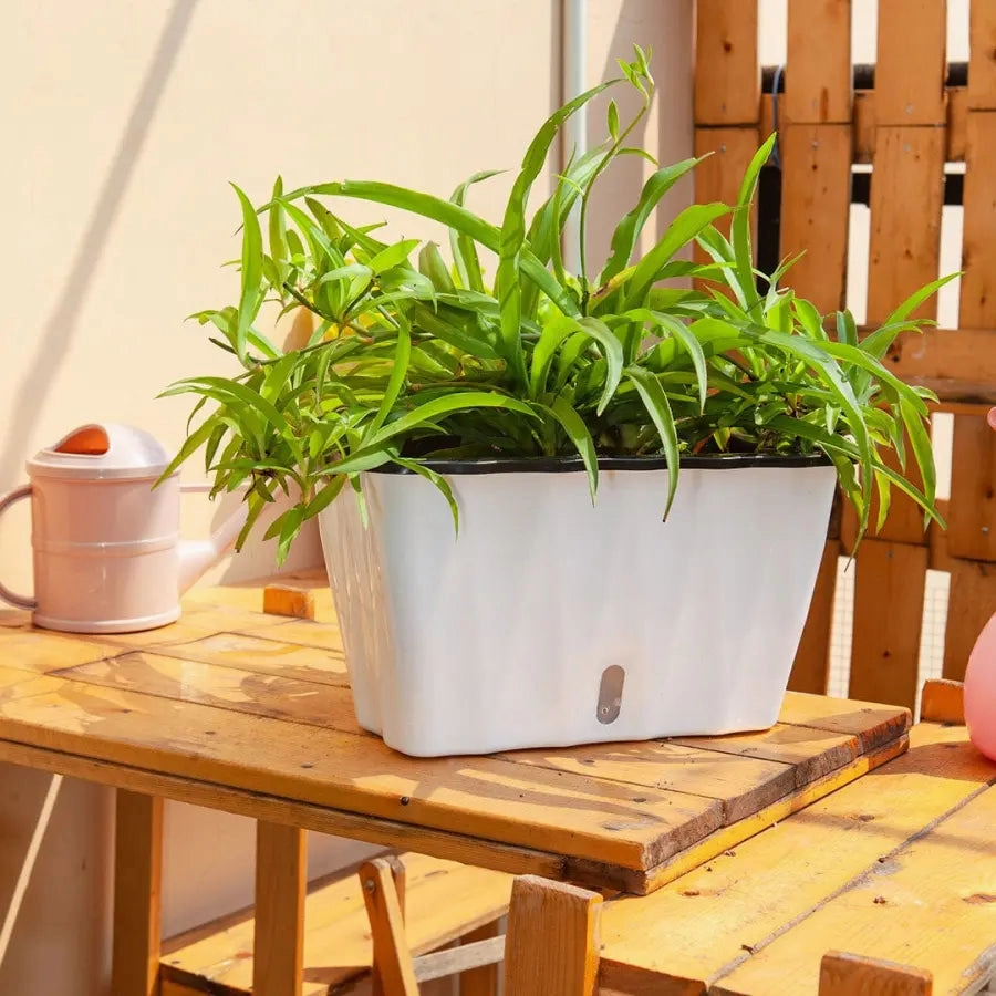 35cm White Rectangular Outdoor Planter