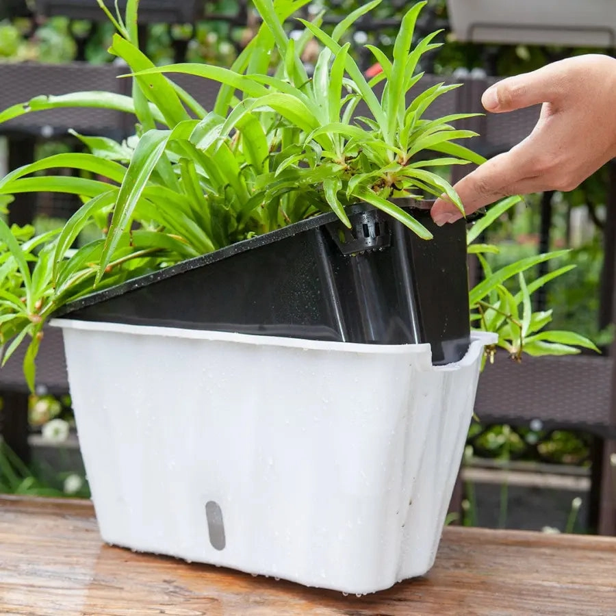 35cm White Rectangular Outdoor Planter