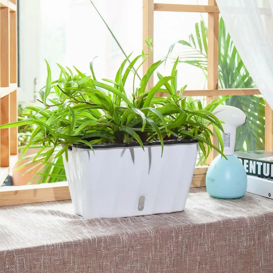 35cm White Rectangular Outdoor Planter