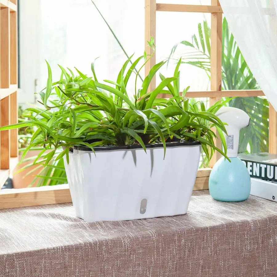 35cm White Rectangular Outdoor Planter