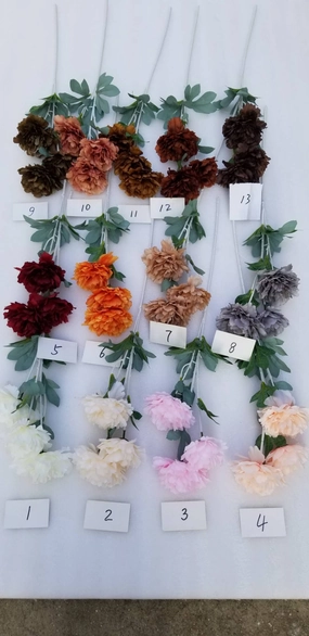 3 head PEONIES PEONY Spray #11 chocolate brown artificial flower bouquet  