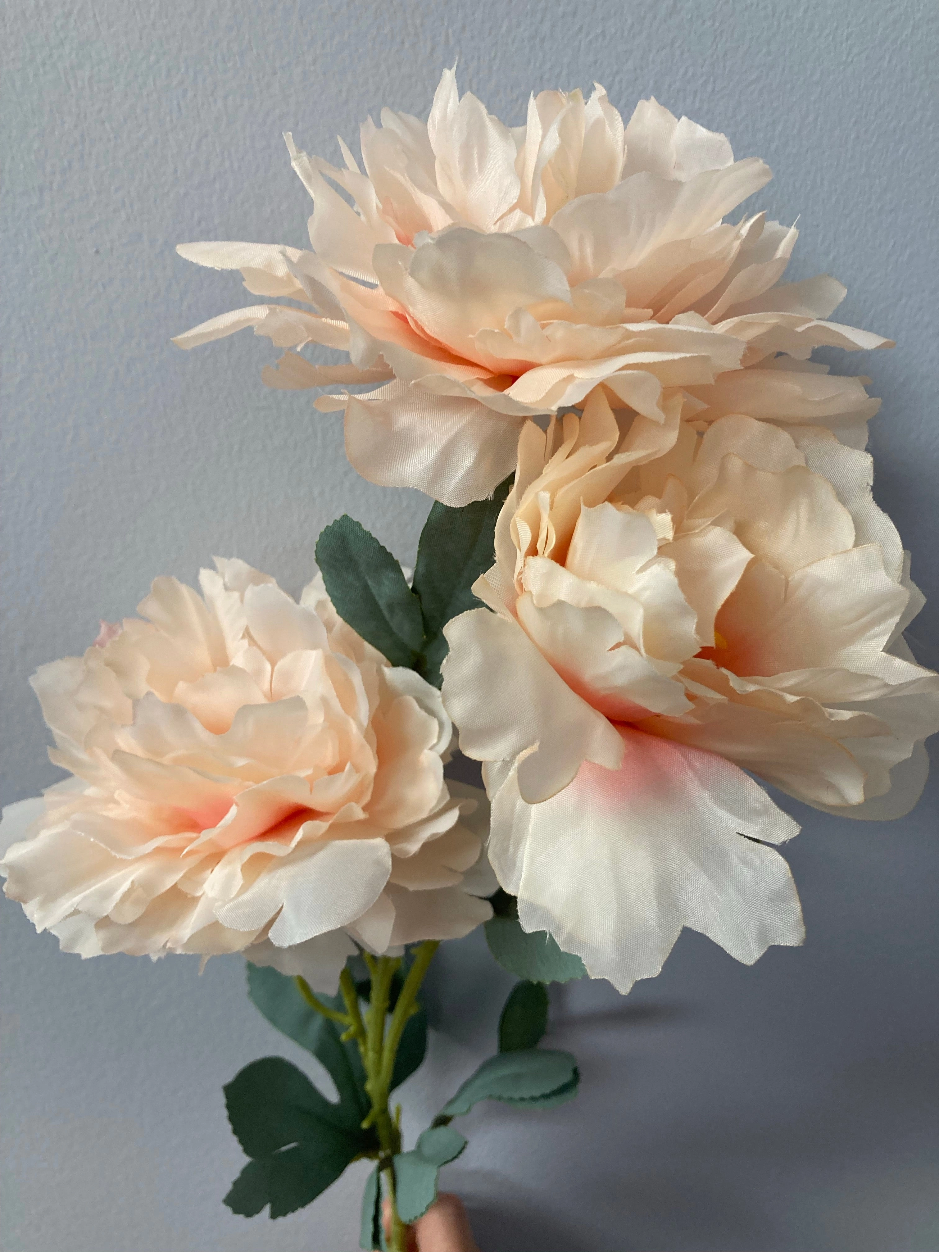 3 head PEONIES PEONY Spray Blush Pink realistic flower bouquet  