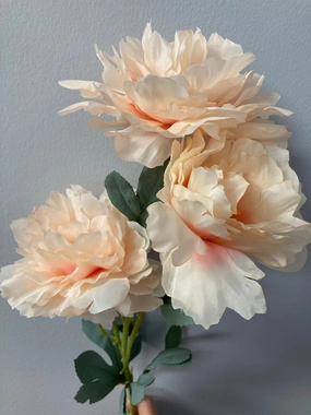 3 head PEONIES PEONY Spray Blush Pink realistic flower bouquet  