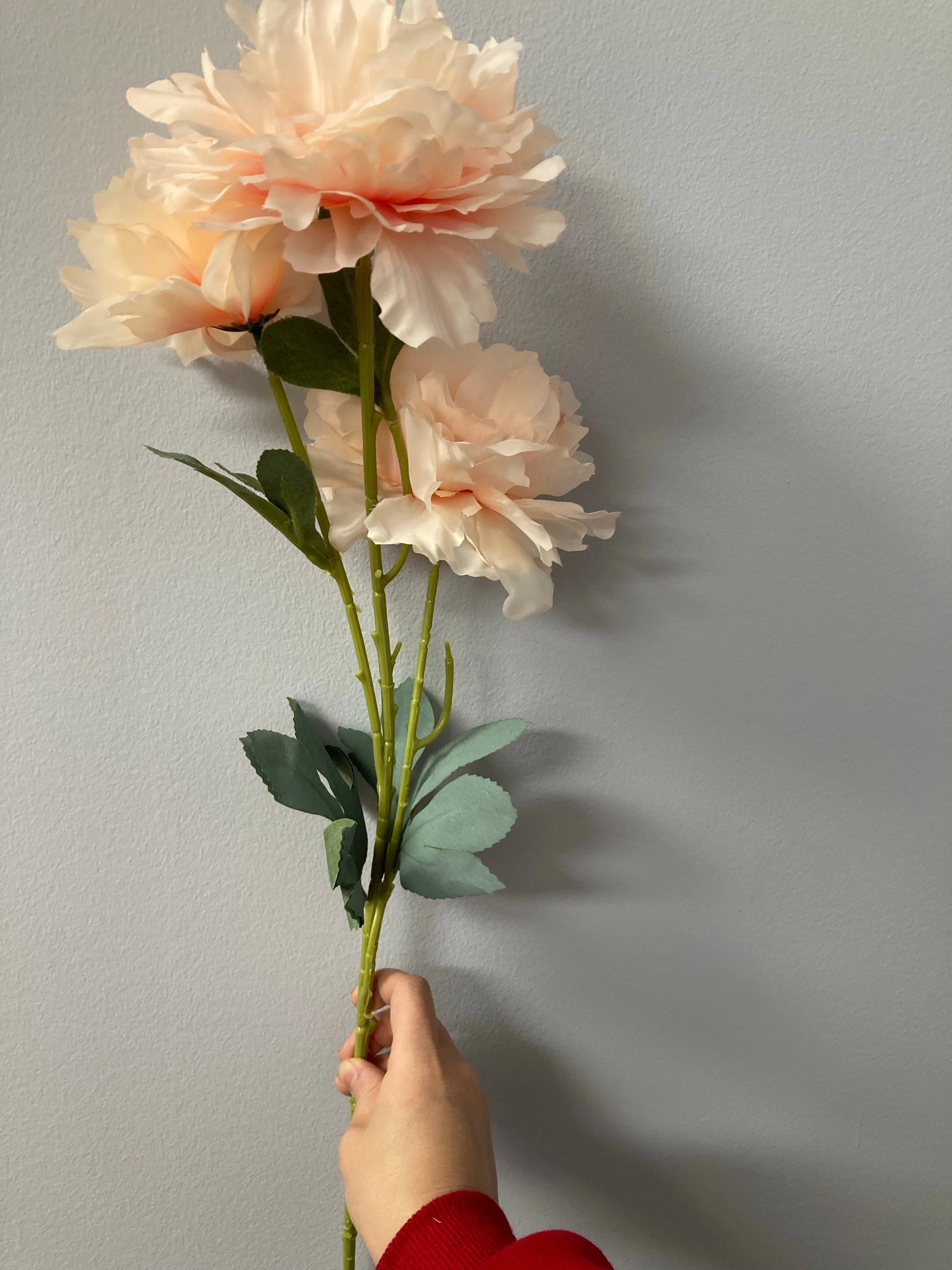 3 head PEONIES PEONY Spray Blush Pink